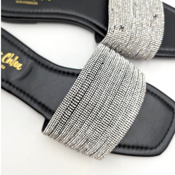 Chase & Chloe Eve 32 Slide Sandals Women's Black/Silver Size US7.5 EU38 - Picture 12 of 13
